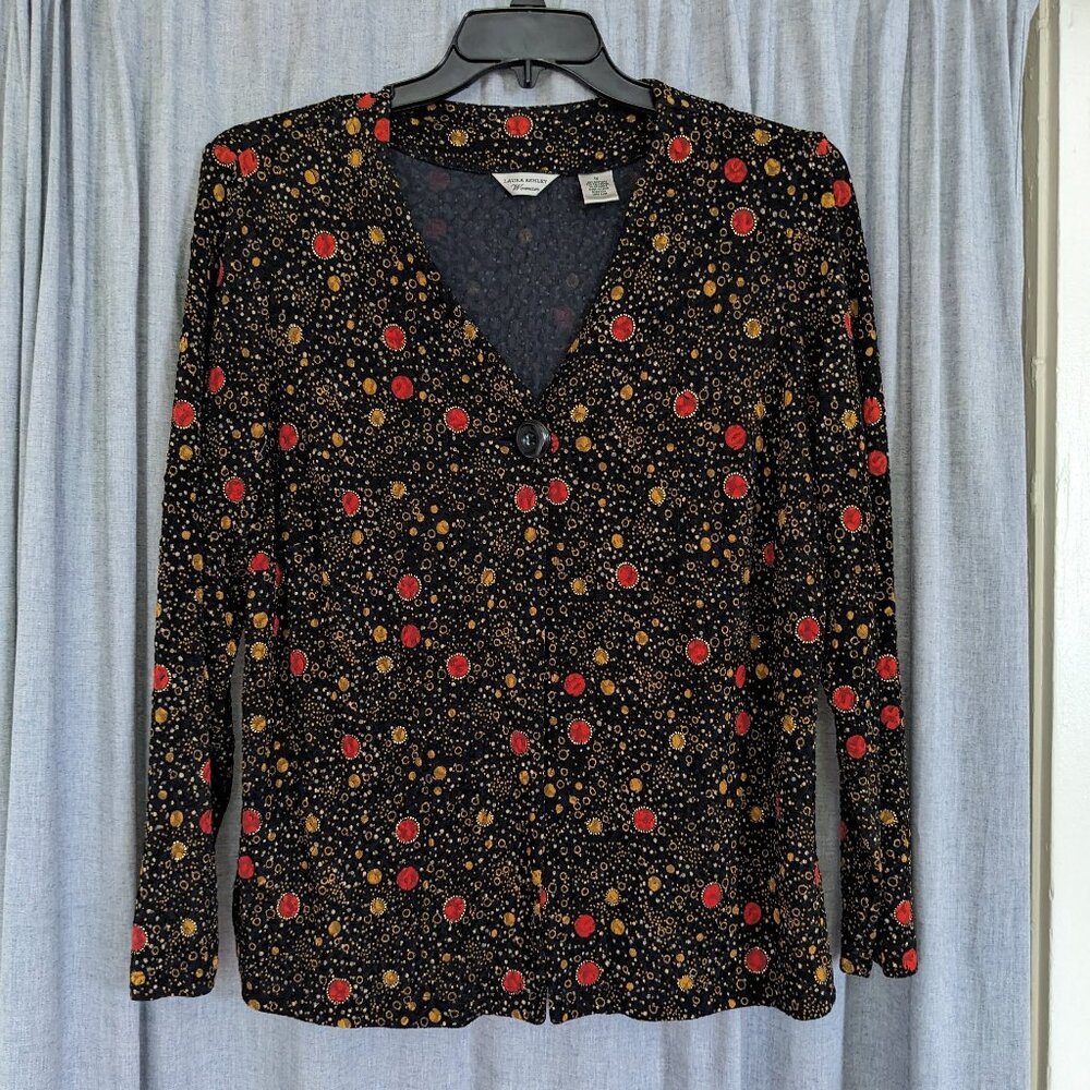 Witchy 90s Hippie Art Teacher Cardigan Women's 1X Black Red Gold Phoebe Buffay